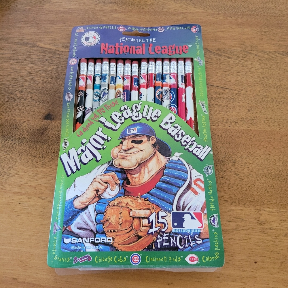 1993 MLB Baseball Collectors Set 14 National  League Team Pencils (Never Used)